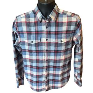 UNTUCKit Flannel Shirt Small Blue Red Plaid Cotton Button Down Long Sleeve